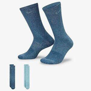 NWT 2-Pack Nike Unisex Everyday Plus Dri-Fit Cushioned Crew Socks Blue L